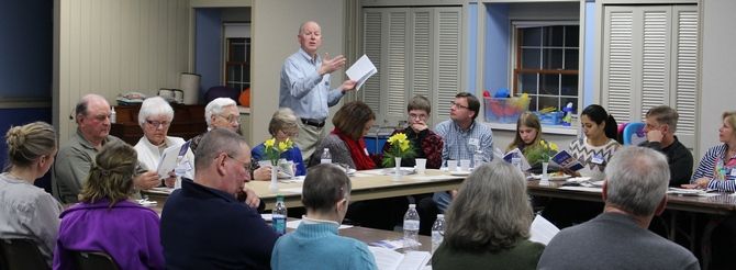 Pastor Doug speaking at the new member seminar