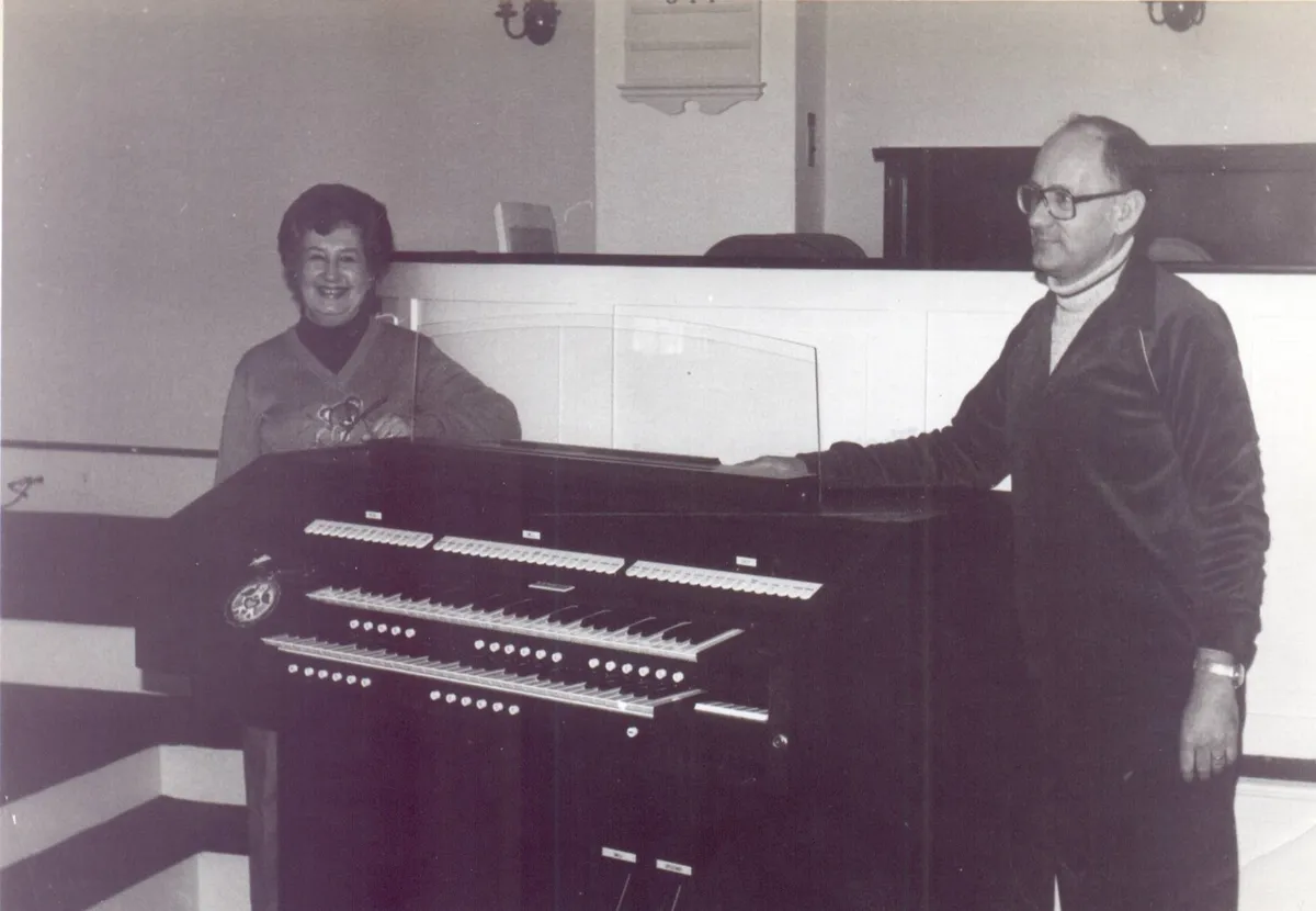 Rev. Don Mills with organist, Esther Galbraith